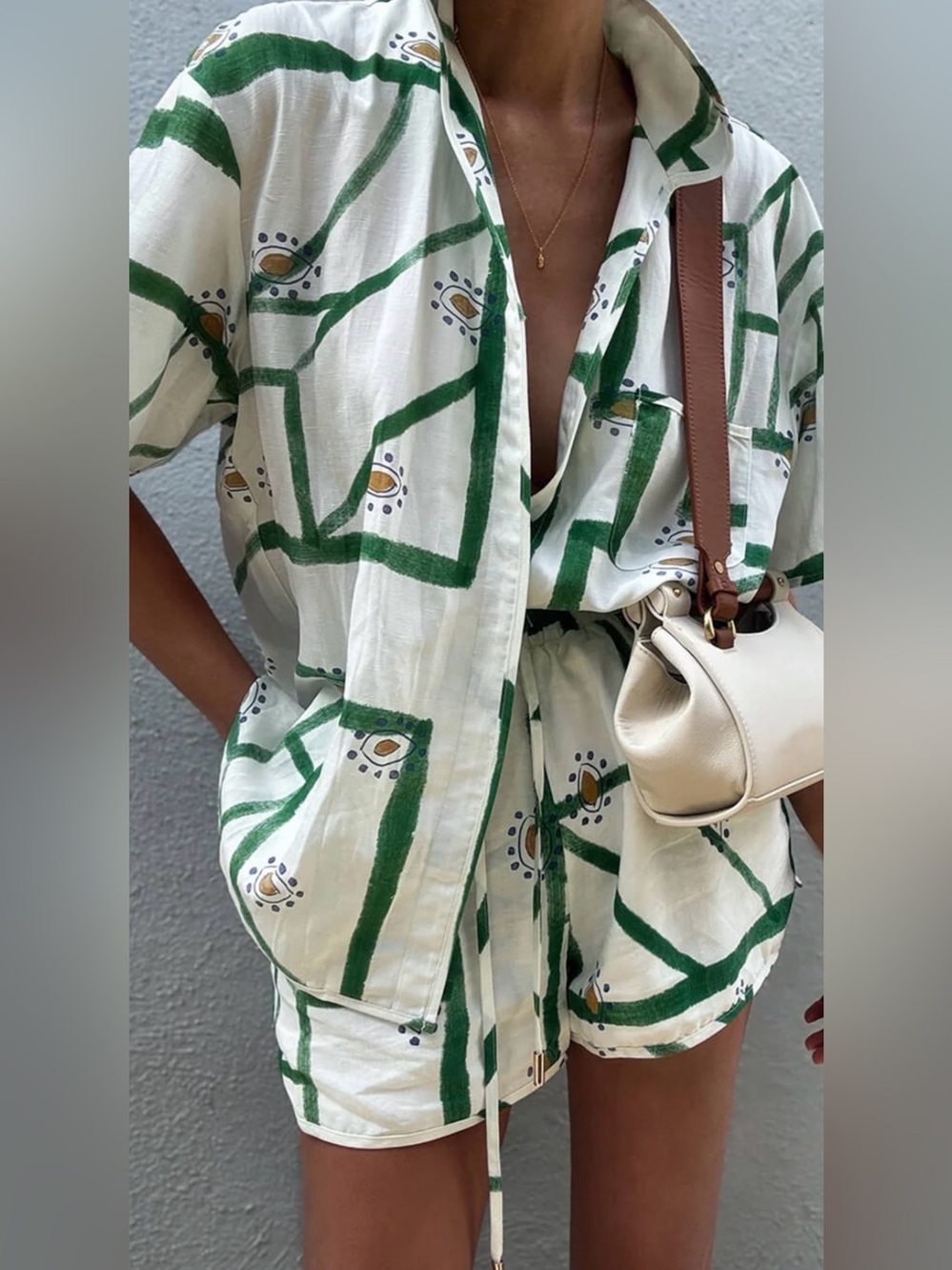 Commense Print Drawstring Shorts Set -S - Picture 2 of 13